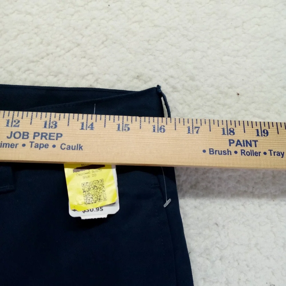 Lands End Boys Navy‎ Iron Knees Blend Chino Pants Size 20 524761 Flat Front New